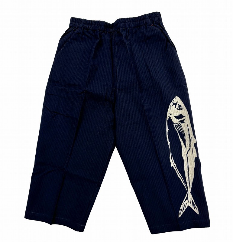 [江戸てん] 試作品 数量限定 ステテコ 膝下丈ズボン 日本製 久留米織り 鯵 ネイビー M