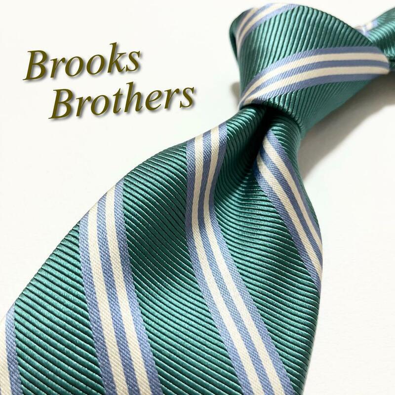 【美品】Brooks Brothers ブルックスブラザーズ ネクタイ リバースストライプ柄 アメリカ製 メンズ スーツ レジメンタル ハイブランド 高級