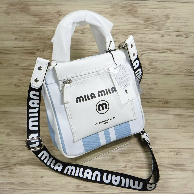 YY827 ミラ・ミラン mila milan 定価14850円 新品 2WAY ミニトートバッグ ミニショルダーバッグ 260503 ユニセックス ミーチョ ブルー