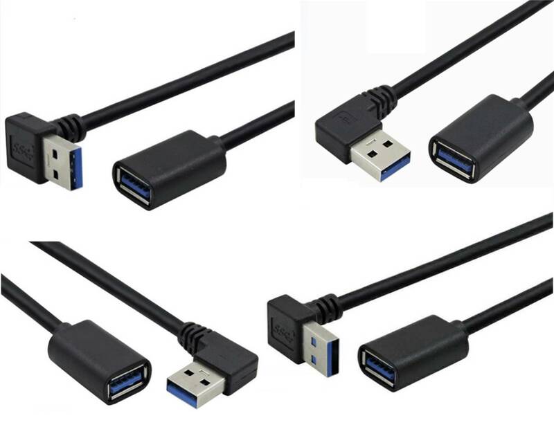 6個セット USB3.0 L字L型 延長ケーブル 30センチ タイプAオスータイプAメス（横出し サイド 90度 直角 角度 アングル 30ｃｍ）