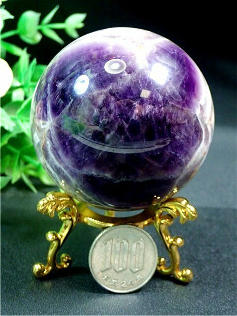約：60mm天然～愛の守護石～夢幻紫水晶アメジスト丸玉YS178G1-54G06b