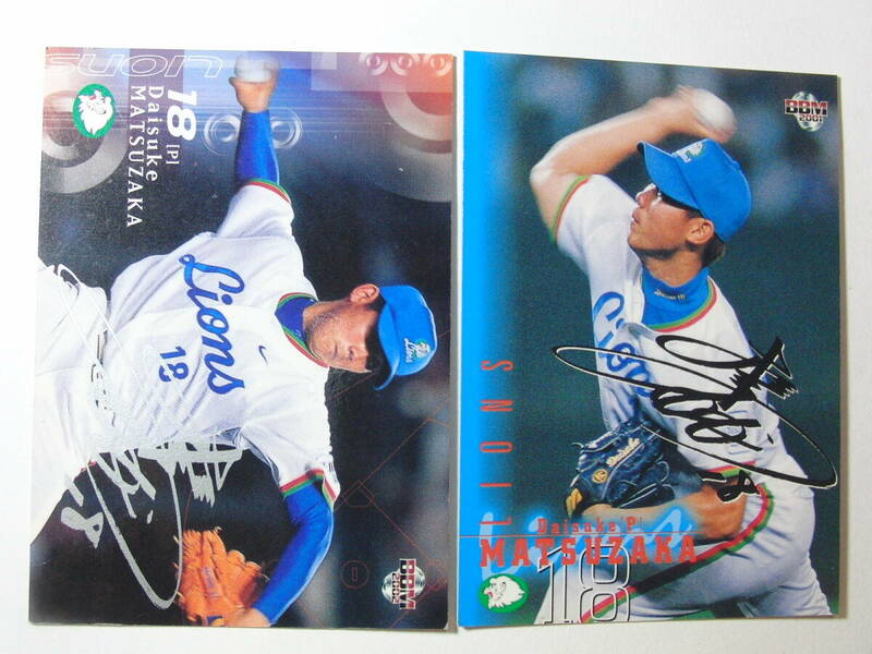 2001　2002　BBM　印刷サインカード2種 松坂大輔 西武ライオンズ プロ野球カード