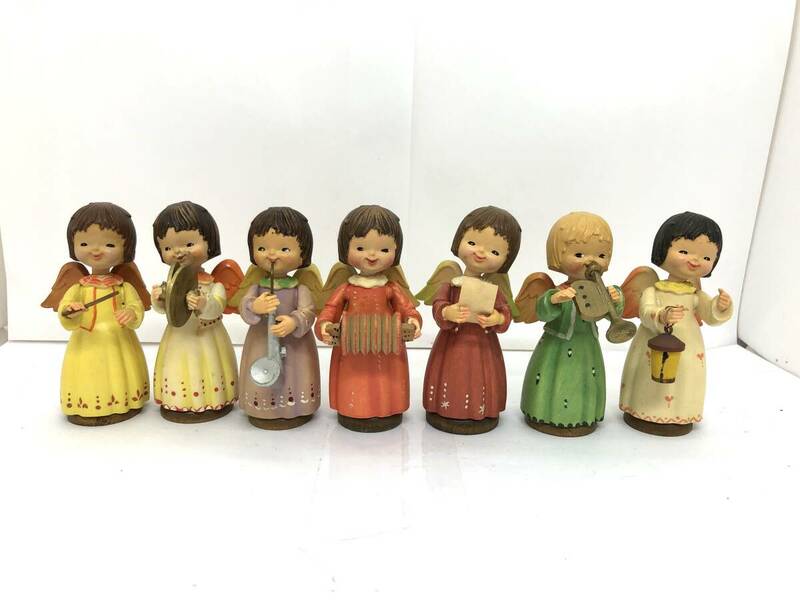 アンリ人形 ANRI TORIART イタリア製 木製 天使の音楽隊 7体 / 木彫り人形