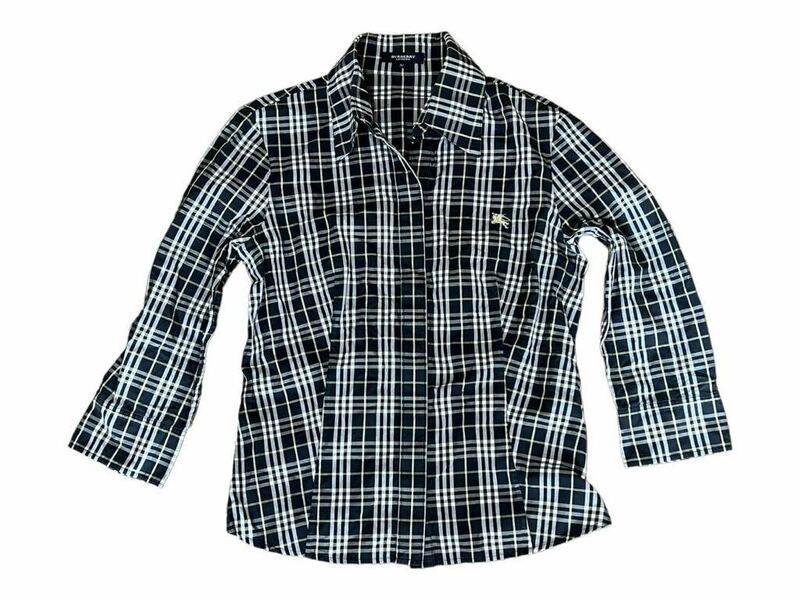 【良品】Burberry レディース シャツ チェック チェック柄 長袖 7部袖 ３８サイズ