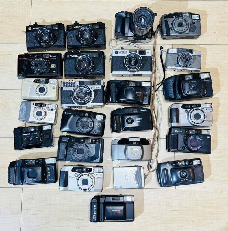 1円～ まとめ売り コンパクトカメラ 計25台 　Nikon、FUJIFILM、YASHICA、Konica、OLYMPUS、PENTAX等 カメラ まとめ