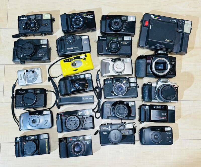 1円～ まとめ売り コンパクトカメラ 計24台 　Canon、FUJIFILM、Rollei、PENTAX、Minolta、YASHICA等 カメラ まとめ