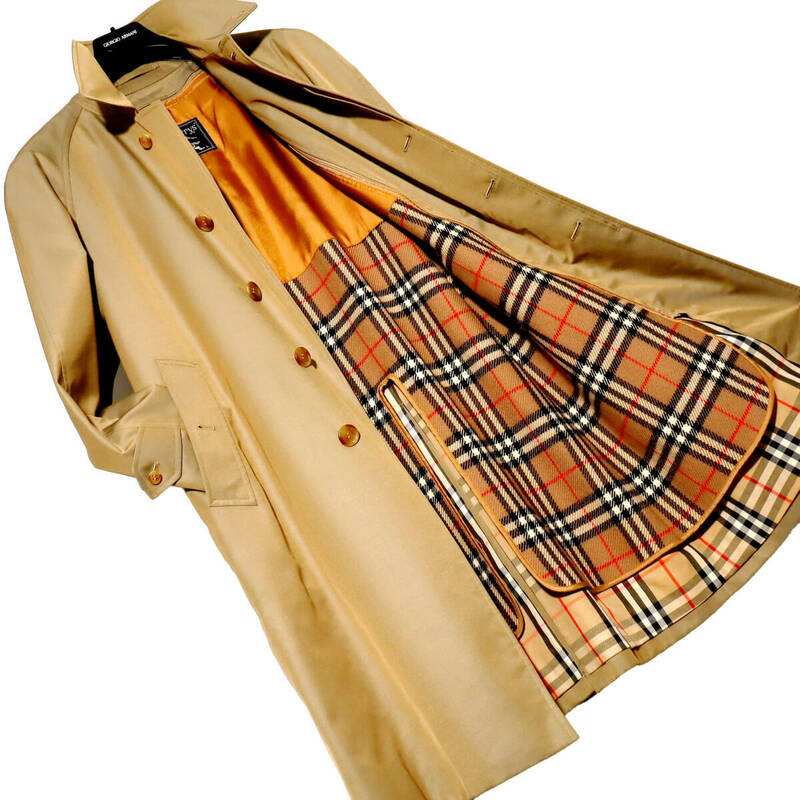 Special Vintage未使用デッドストック!!35万「BURBERRY/バーバリー プローサム」絹シルク コート ノバチェック柄カシミヤライナー 頂点品 M