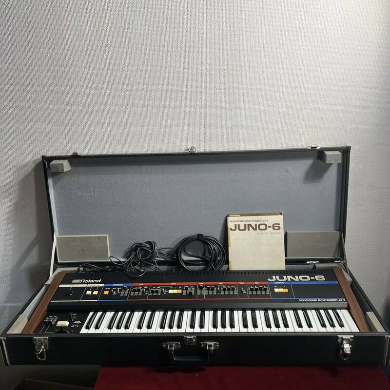 03 Roland ローランド JUNO-6 アナログシンセサイザー JU-6 キーボード 鍵盤楽器 中古美品　全鍵音出確認済み