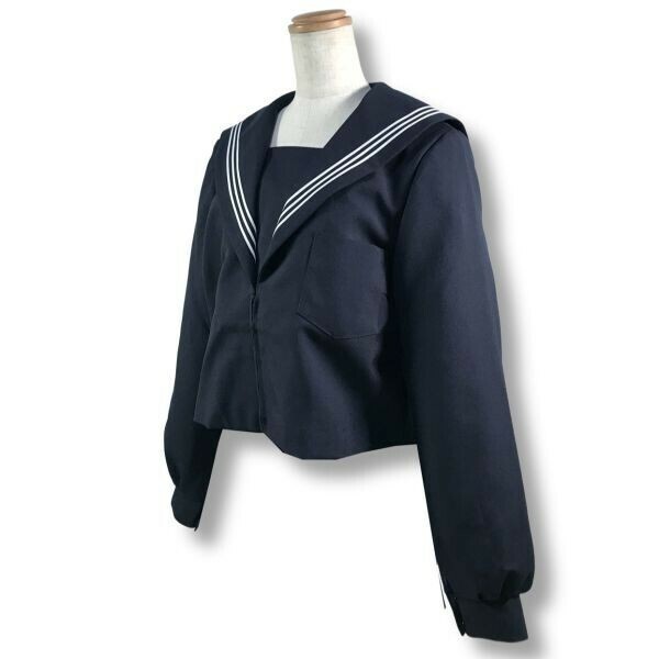 【新品未使用品】セーラー冬服上衣★学生服*前開き*紺襟*ホワイト3ライン*紺色*ネイビーボディ*155*11号(WC11G)