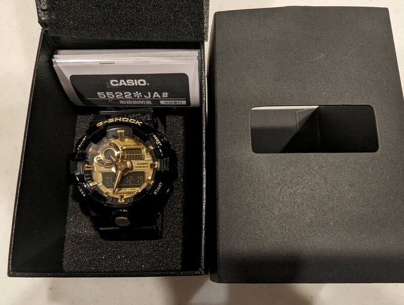 CASIO カシオ G-SHOCK 5522＊JA# GA-710GB デジアナ ゴールド&ブラック 箱&取説付 美品 SHOCK RESIST 稼働品 腕時計 メンズ