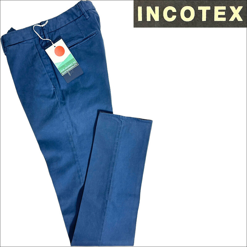 J7252 新品 インコテックス 1W0030 SLIMFIT コンフォートチノ ネイビー 44 INCOTEX