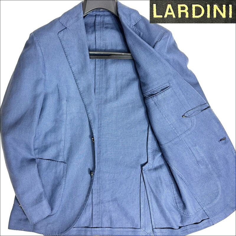 J7375 新品 ラルディーニ tessuto esclusivo サマーホップサックジャケット ネイビー 46 LARDINI