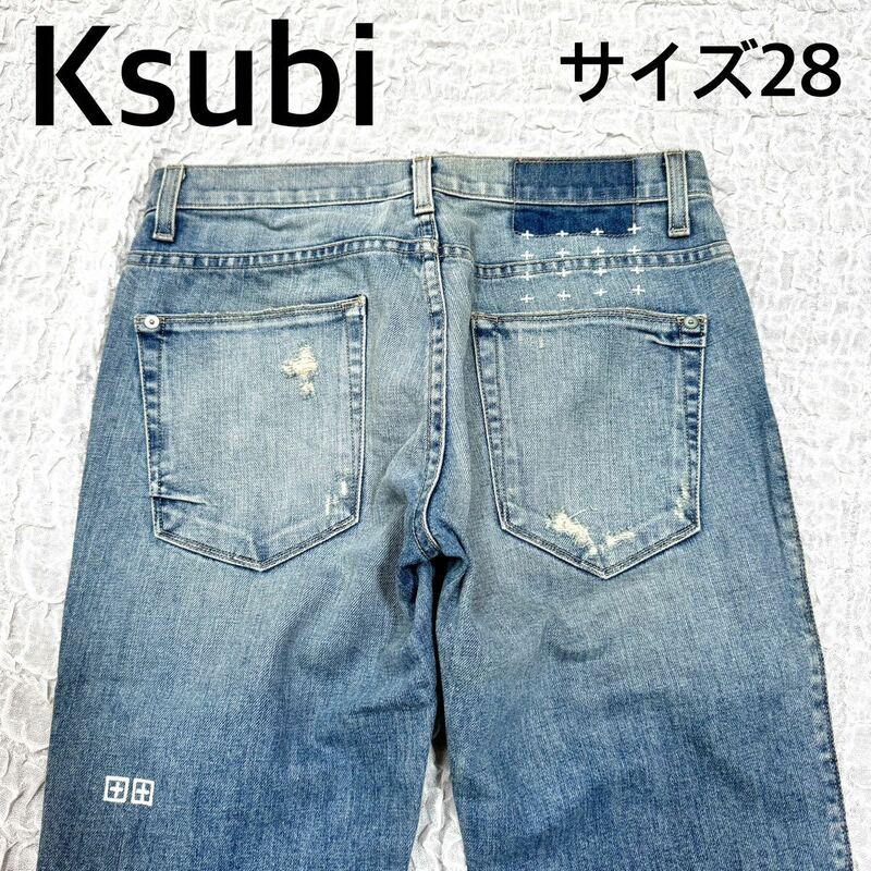 Ksubi スビ　スキニーダメージデニムパンツ　サイズ28 ライトブルー