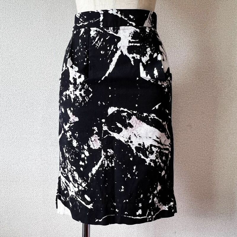 ANGLOMANIA Vivienne Westwood スプラッター柄 ひざ丈 タイトスカート / zip
