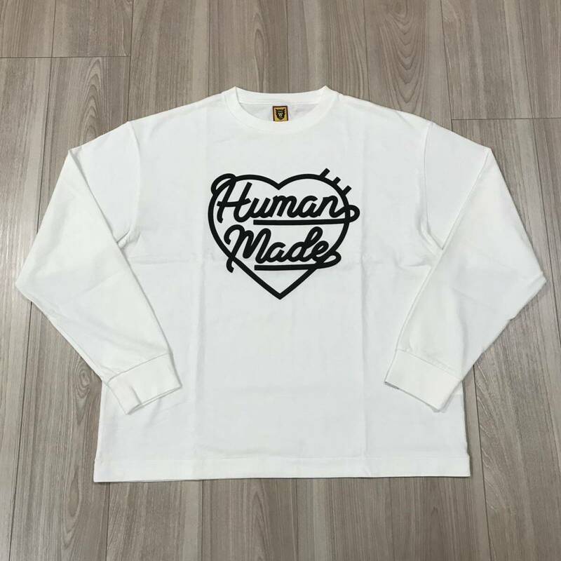 NEW XL Human Made HEART Tee L/S T-SHIRT BIG WHITE BLACK NIGO ヒューマンメイド ハート ロング スリーブ ロゴ プリント Tシャツ ロンT