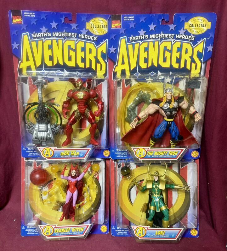 '97 TOYBIZ『AVENGERS』HEROES REBORN IRON MAN THOR LOKI SCARLET WITCH アクションフィギュア 全４種 MCU アベンジャーズ アイアンマン