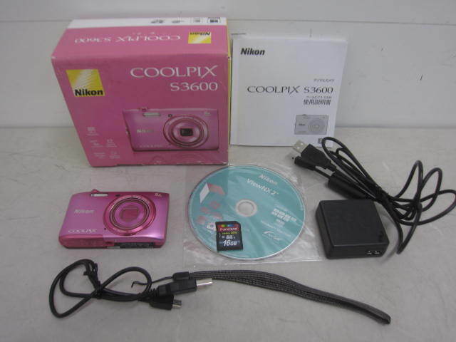 Nikon ニコン COOLPIX S3600 デジカメ デジタルカメラ クールピクス アザレアピンク SDカード付 簡易動作確認済