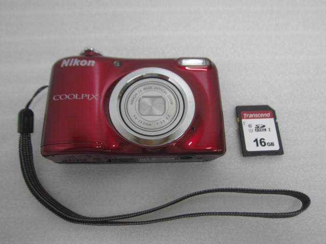 【美品】Nikon ニコン COOLPIX A10 単三電池対応 デジカメ デジタルカメラ クールピクス レッド SDカード付 簡易動作確認済