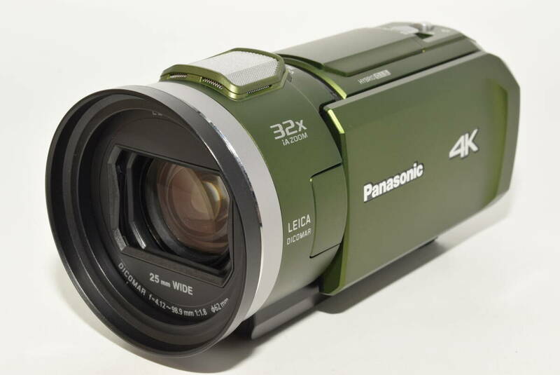【レアカラーの美品】 パナソニック 4K ビデオカメラ VX2M 64GB 光学24倍ズーム フォレストカーキ HC-VX2M-G　#7051