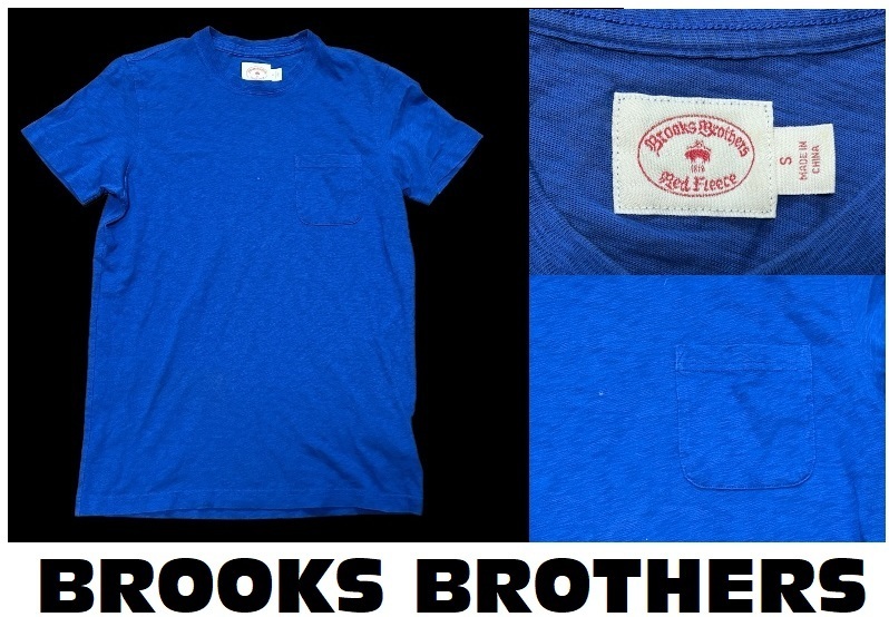 新品同然ブルックスブラザーズBROOKSBROTHERSポケット付き半袖Tシャツ★ブルー★S