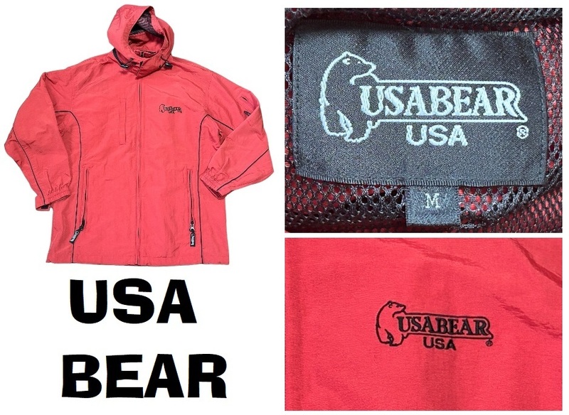 美品US BEARベアー★ナイロン・パーカージャケット★レッド★M