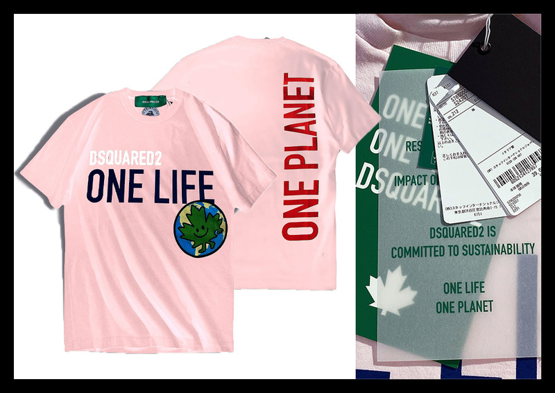 定価4.2万ディースクエアード DSQUARED2 ONE LIFE ONE PLANET 環境に配慮したオーガニックコットン使用したロゴTシャツ イタリア製