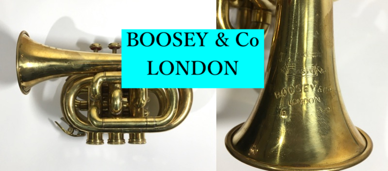 レア BOOSEY ＆ Co LONDON コルネット ポケット トランペット 楽器 管楽器 イギリス ロンドン ビンテージ アンティーク 箱付き