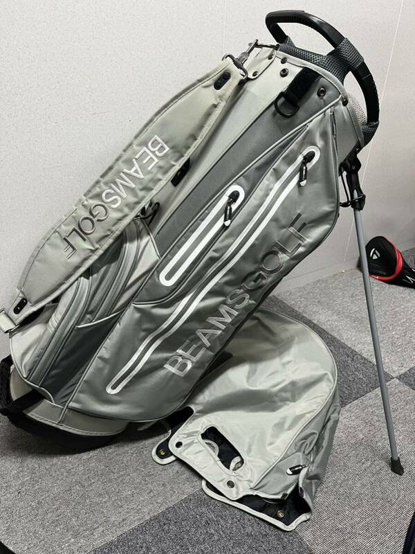 送料無料 希少カラー 美品 ビームスゴルフ BEAMS GOLF スタンド キャディバッグ グレー シルバー