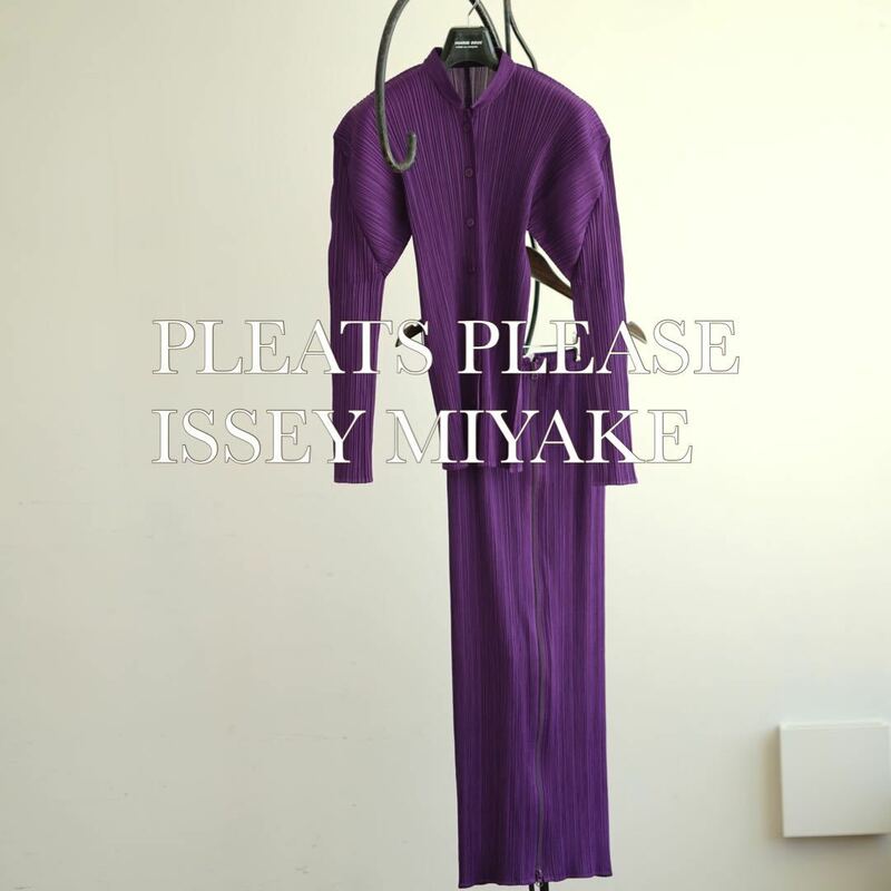 pleats please issey miyake シャツ ジャケット ダブルジップ スリット スカート セットアップ プリーツ プリーツプリーズ 紫 パープル