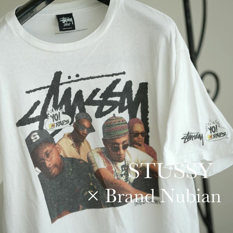 STUSSY × Brand Nubian YO! MTV RAPS 白 L ビンテージ Tシャツ ステューシー ブランドヌビアン 古着 rap tee vintge ヒップホップ
