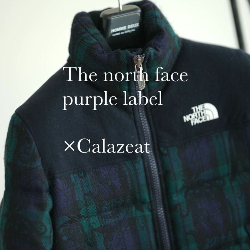 THE NORTH FACE purple label × Calzeat コラボ 総柄 ヌプシ ダウンジャケット チェック ノースフェイス パープルレーベル XS