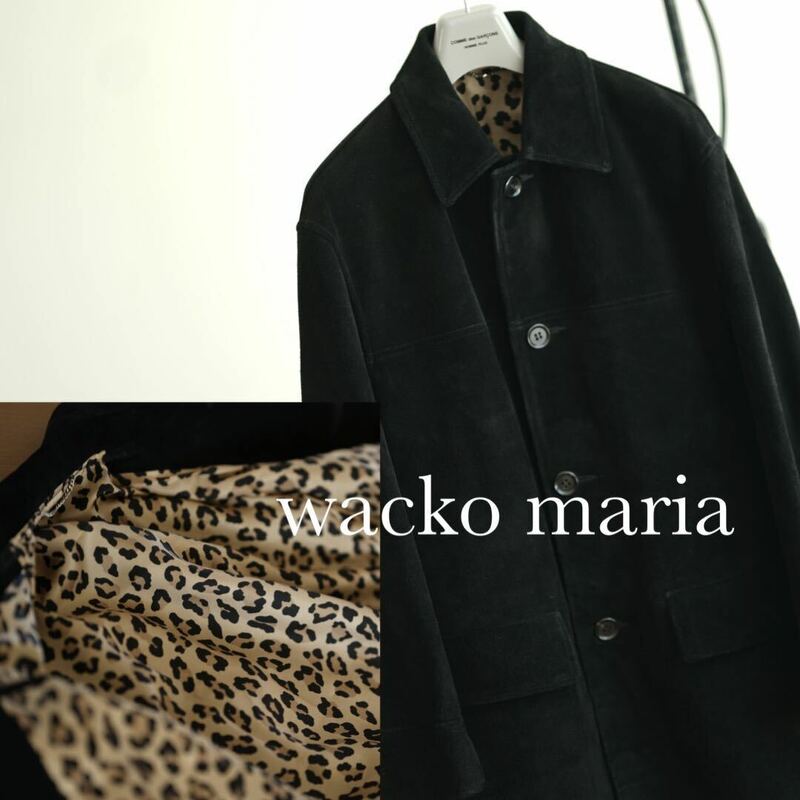 22aw WACKO MARIA バダサイ着 ワコマリア スエード レザー カーコート 黒 レオパード ヒョウ柄 S ブルゾン ジャケット コート ブラック 