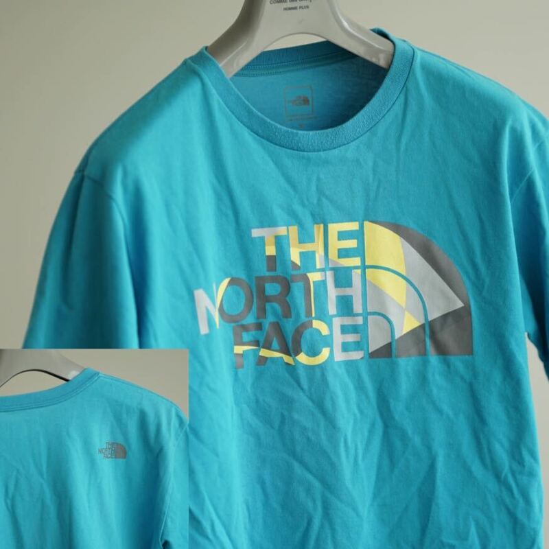 THE NORTH FACE 水色 ロゴ Tシャツ ノースフェイス 両面プリント ビンテージ 古着