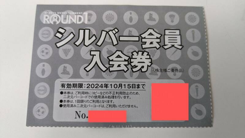 【ラウンドワン】シルバー会員入会券　2024年10月15日迄