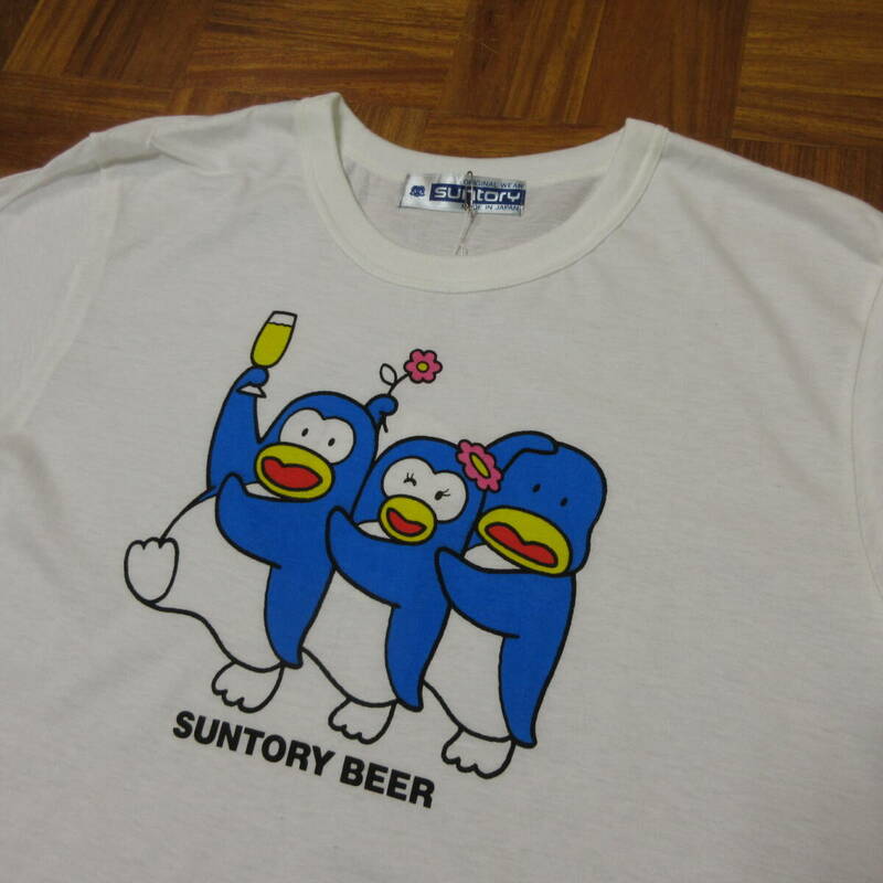 希少！　未使用デッドストック　80s　昭和レトロ　SUNTORY BEER　サントリービール　ペンギンTシャツ　送料230円