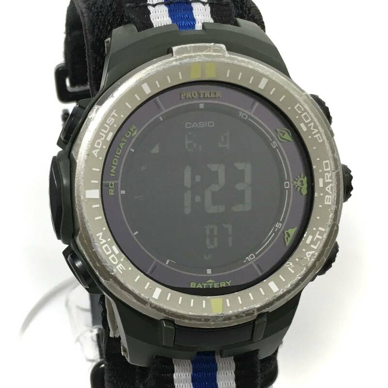 ＊CASIO PROTREK PRW-3000B 電波ソーラー メンズ 腕時計 デジタル カーキ カシオ プロトレック 稼働品