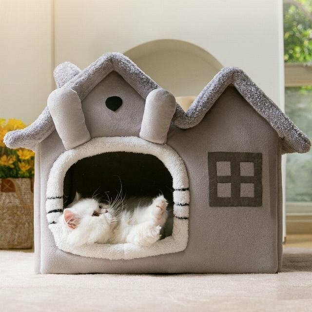 猫 犬 ベッド　ペットベッド ふわふわ　暖か もこもこ　ペット用品 ペットハウス　滑り止め　クッション マット柔らかい　秋冬 Mサイズ