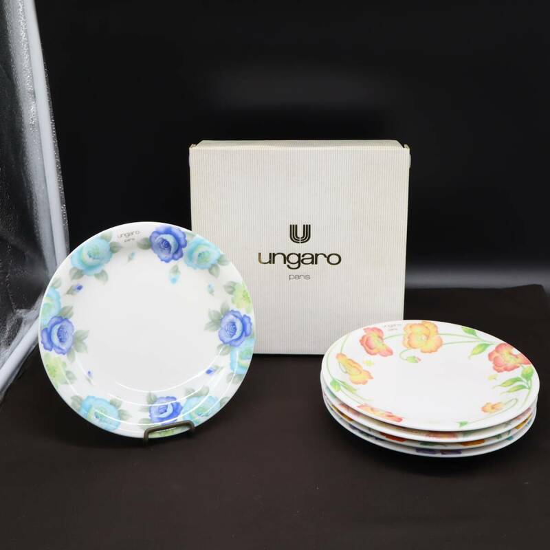 ◇お皿5枚セット 直径約19.5cm｜ウンガロ 花柄 皿セット｜ungaro paris ｜ ■P2804