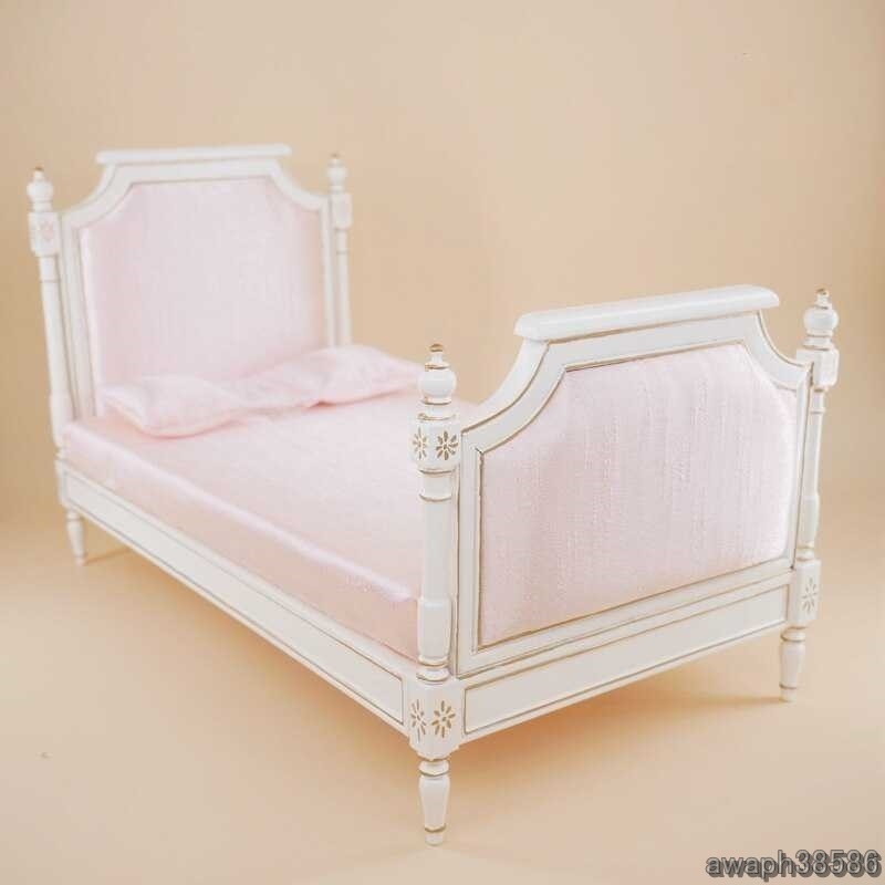 新品 1:6 ミニチュアドールハウス人形アクセサリーシミュレーション家具ゴージャスな 13inc ためのピンクのベッドのためにおもち
