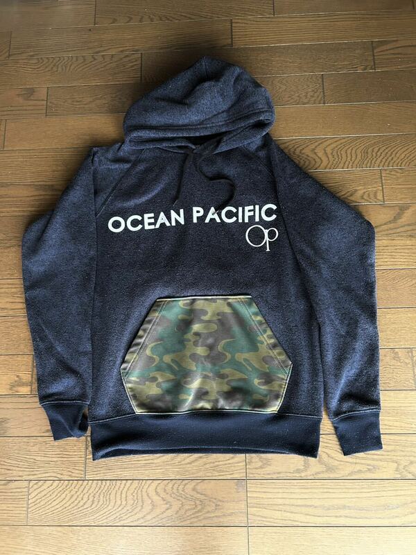 （美品）Ocean Pacific★オーシャンパシフィック/パーカー/フーディー/スエット/迷彩/カモフラ/ネイビー/紺