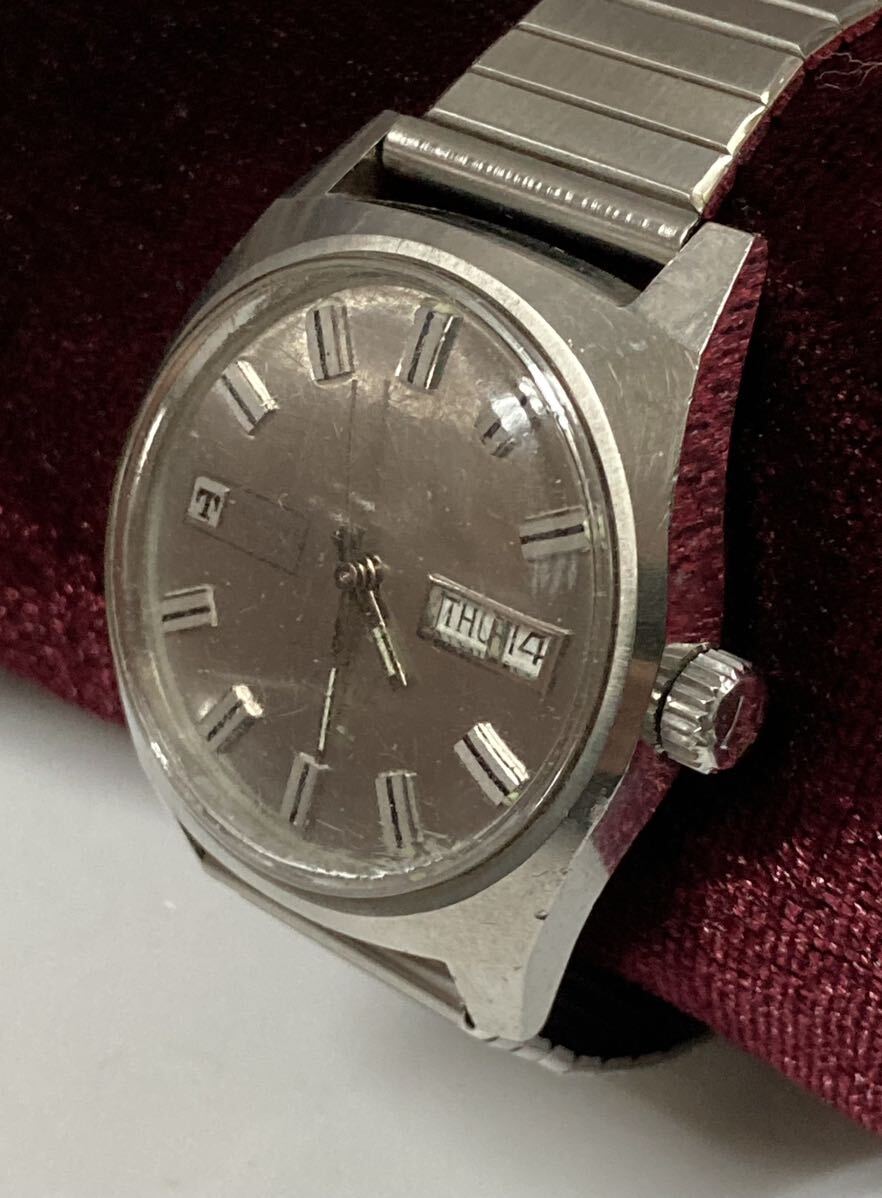 TISSOT ティソ ♪ SEASTAR シースター T.12 自動巻 オートマチック デイデイト 稼働品 少々難アリ 腕時計 アンティーク（管理KT304）