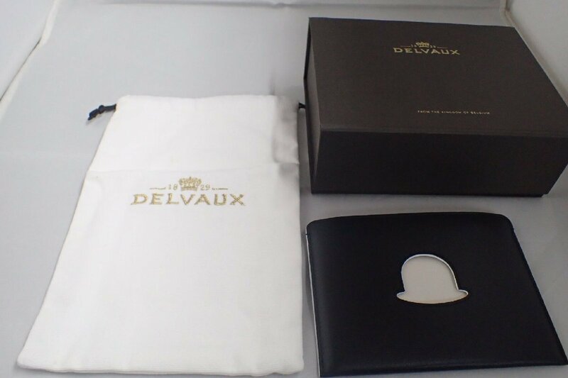 【時計王】 デルヴォー Delvaux 中古美品 レザーカードホルダー ブラック/アイボリー 箱・保存袋付き デルボー 税別 国内送料無料