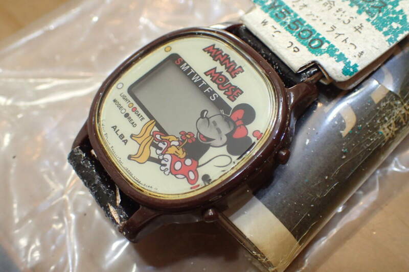 タグ付き未使用 デッドストック ◆SEIKO/セイコー ALBA Y744-5010 ミニーマウス　デジタル腕時計