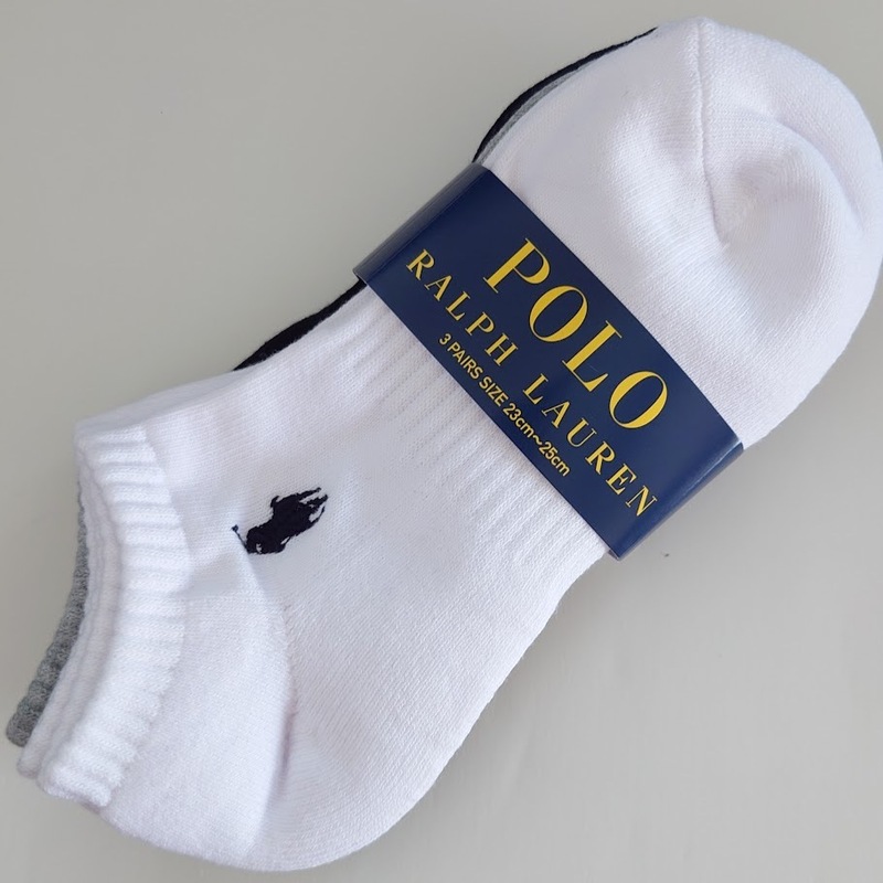 POLO RALPH LAUREN　ポロ ラルフローレン　靴下　23cm～25cm　スニーカーソックス　アンクルソックス　白・グレー・紺　3足