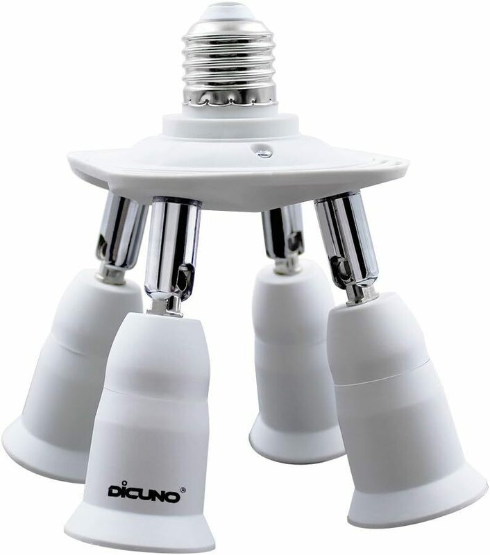DiCUNO LED電球専用 4分岐ソケット E26口金対応 照射角度可調 延長ソケット
