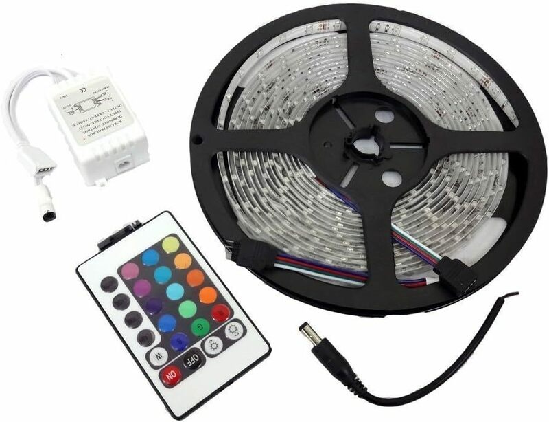 LEDテープ ライト 5m 300連 正面発光 12V 防水 屋内パーティーデコレーションと柔軟なテープ照明 16色 リモコン 配