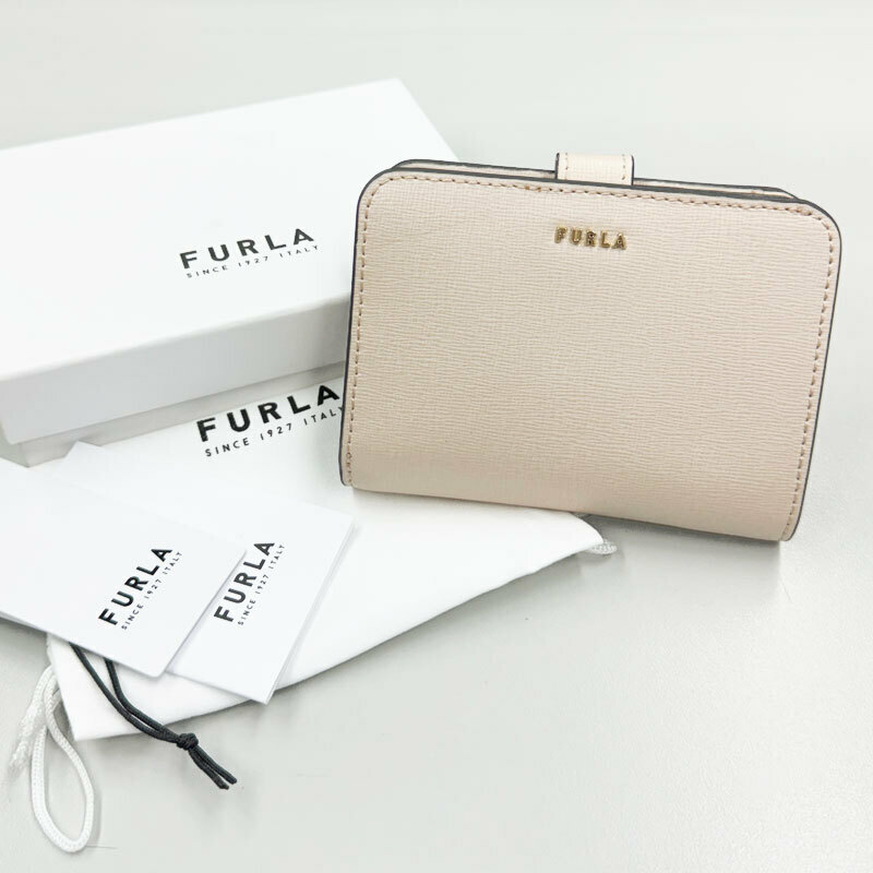 【RTD16-2】未使用・アウトレット処分品　FURLA/フルラ　二つ折り財布　バビロン S　PCY0UNO B30000 B4L00　ピンクベージュ　レザー