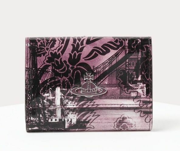 ヴィヴィアンウエストウッド Vivienne Westwood 牛革 ガマ口2つ折り財布 カードケース 小銭入れ パープル ※他にも出品中です♪ vi18760