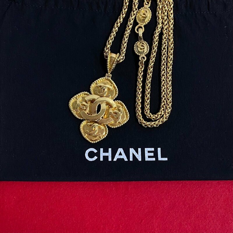 極 美品 コメ有 CHANEL シャネル ヴィンテージ 96A 刻印 チェーン ネックレス ペンダント ゴールド アクセサリー レディース メンズ 69750