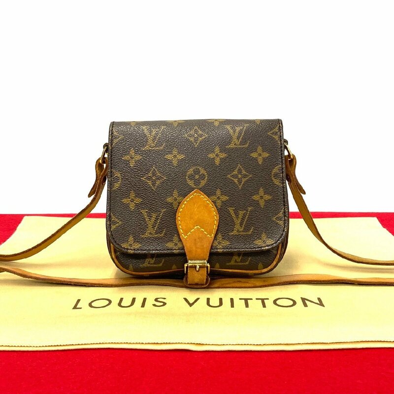 極 美品 LOUIS VUITTON ルイヴィトン カルトシエール モノグラム レザー 本革 ミニ ショルダーバッグ ポシェット ブラウン 46402